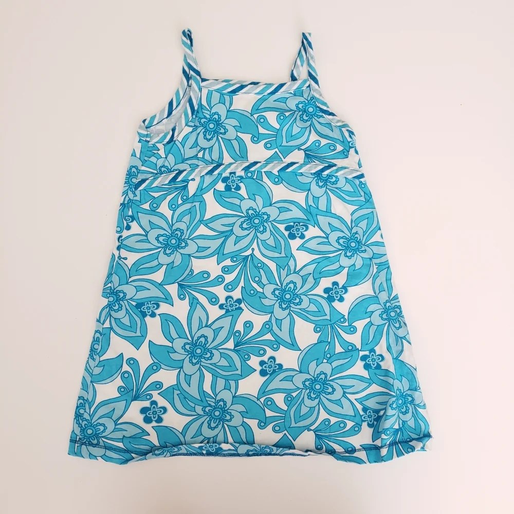 Hanna Andersson 100 / 4 Toddler Girl Blue Floral Patterned Retro Sun Dress